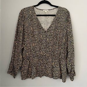 Goodthreads Black Floral Long Sleeve Women’s Blouse New Size XXL